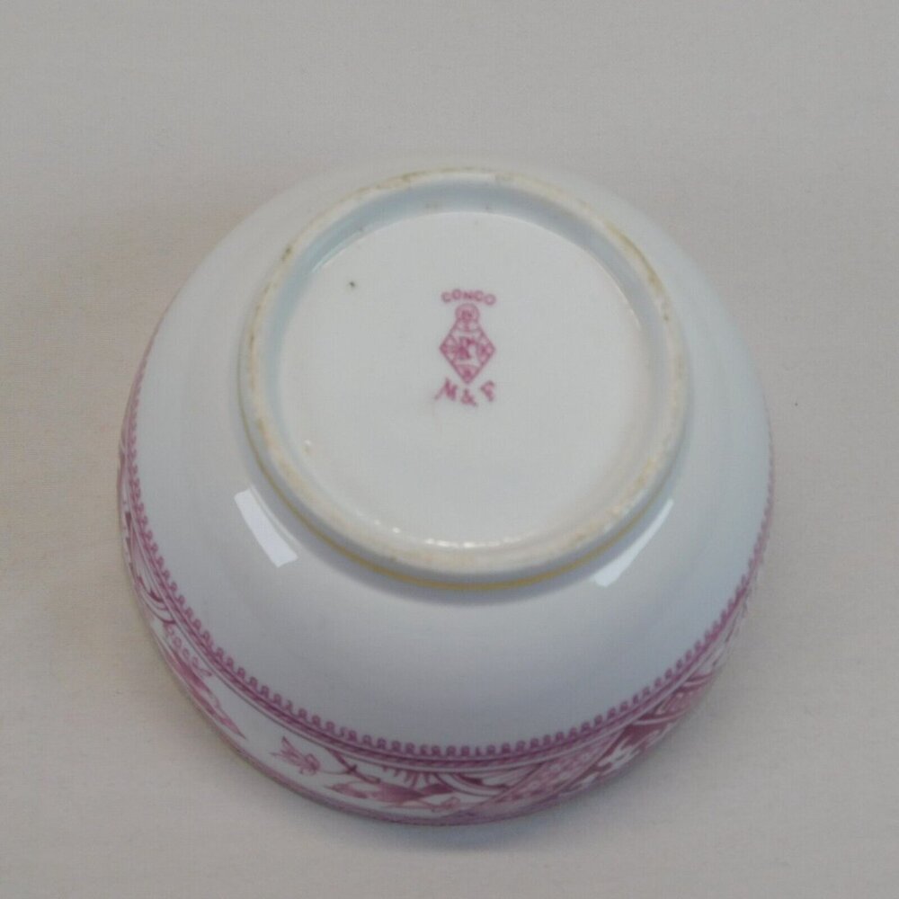 Meigh Forester Congo Fine China White Pink Gold Trim Round Bowl 4 1/8" Antique - Picture 7 of 9